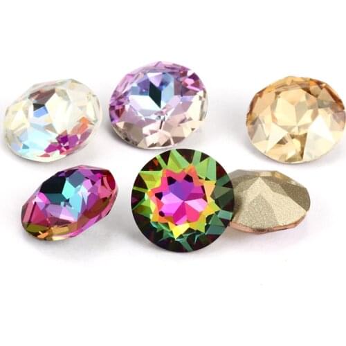 Astrobox Craft Gems Flower K9 Crystal Rhinestone Loose Beads 10Pcs Colorful Strass Pointback Crystal For DIY 3D Nail Art
