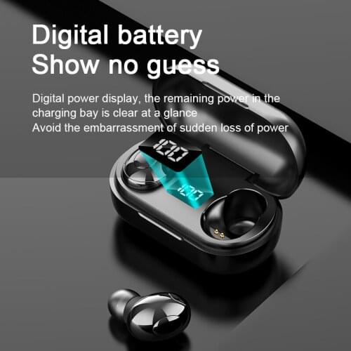 TWS5.0 Bluetooth Headset Binaural Digital Display Stereo Wireless Sports Earphone High Quality Professional Headphones