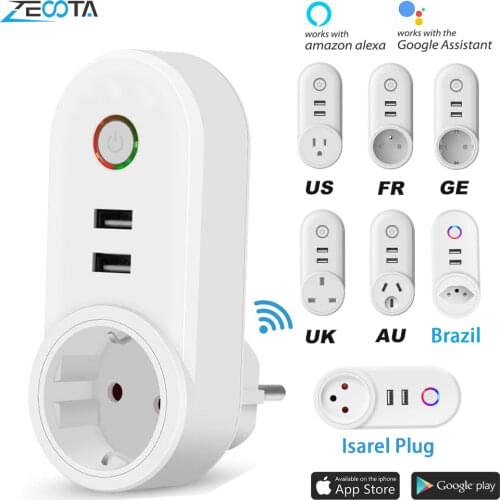 Smart WiFi Power Plug Electrical Outlet EU US AU UK GE JP Socket USB Time Remote Control by Smartlife Tuya App Alexa Google Home