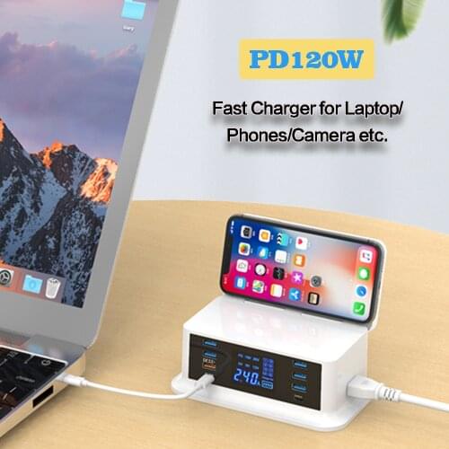 Smart PD Charger 120W 65W Fast Charging GAN PPS Type C Wireless QC 3.0 Quick Charger for iphone X Pro. 12 Xiaomi Macbook Laptop