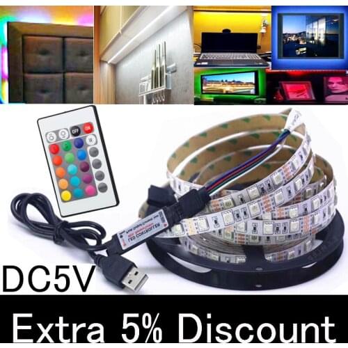 5V USB Port LED Under Cabinet Light RGB lamp 1M 2M 3M 4M 5M for Cupboard Wardrobe closet HDTV TV Desktop PC Decoration lighting