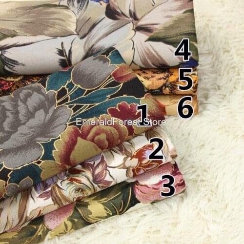 Japanese stock cotton, hot gold vintage ethnic print fabric, handmade DIY gold bag clothing fabric 100cmx108cm