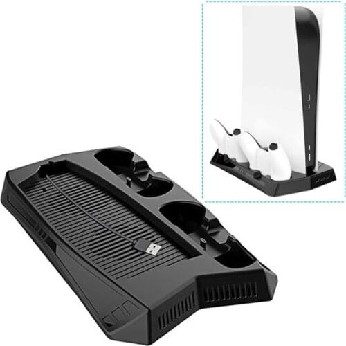 Charge Station Fan Cooler for PS5 Digital Edition UHD Edition Charging Stand with Dual Controller Port Chargers Dock 3 USB HUB