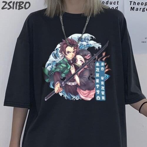 Harajuku Demon Slayer Females T shirt Unisex Kimetsu No Yaiba T-shirt Graphic Cool Short Sleeve Women Anime T-shirt Casual Tops