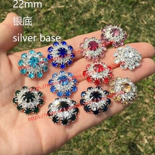 10pc/lot 22mm red flower button black crystal button for sweaters peacock green decorative rhinestone button for garments sewing