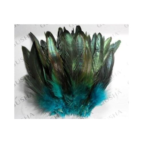 100Pcs/Lot! 6-8" Sky Blue Colour Natural Bronze BADGER SADDLE ROOSTER FEATHERS,Fly Tying Materials,Feder