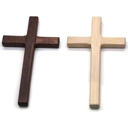 2pcs Handmade Wooden Crosses Crucifix Jesus Christ Ornaments Religious Pendant