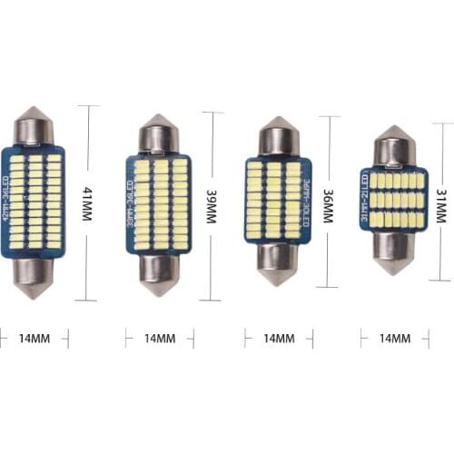 4X Festoon Car LED Interior Reading Light 4000K Warm White 6000K C5W C10W 31mm 36mm 39mm 41mm Auto Room Ceiling Dome Lamp 12V
