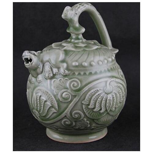 #5 Antique Old Chinese porcelain tea pot,Celadon,Backflow pot Home Decoration / collection & adornment, Free shipping