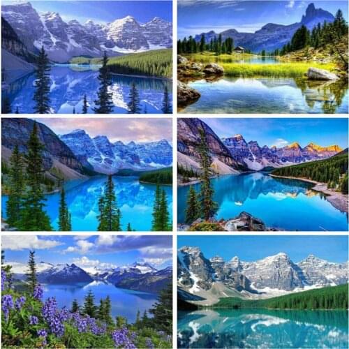 EverShine Diamond Mosaic Full Square Drill Mountain Cross Stitch Diamond Painting Lake Bead Embroidery Landscape Home Decor