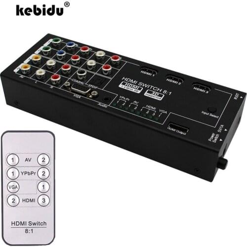 Kebidu New Digital Latest Generation Multi-Functional HDMI Audio Extractor with 8 Inputs to 1 HDMI Output with Optical / Coaxial