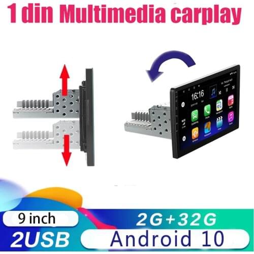 1 Din Car Radio 9'' Android 10.0 FM AM GPS Navigation Multimedia Video Player Carplay Stereo Bluetooth Autoradio Adjustable DSP
