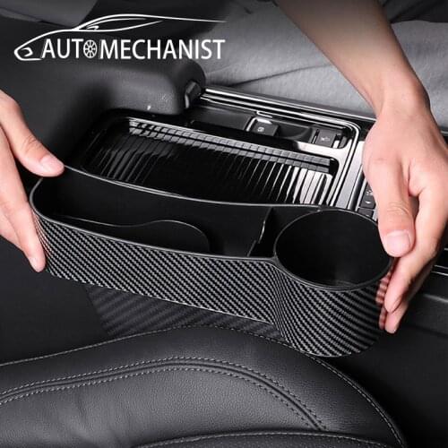 Carbon Fiber Seat Crevice Storage Box For Car Gap Organizer Universal Car Seat Organizer Card Phone Holder Pocket Auto Container