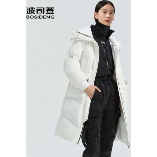 BOSIDENG new down jacket women 90% duck down coat detachable hat loose warm outwear waterproof B00145554