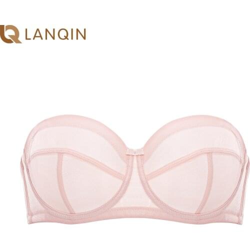 Womens Plus Size Underwire Ultra Support Non-padded Push Up Convertible Multi-Way Strapless Bra C D DD E F