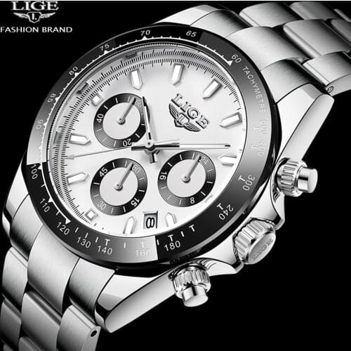 2021 LIGE Mens Luxury Watch Sports Business Watch For Men Stainless Steel Waterproof Male Quartz Wristwatches Reloj Hombre+Box