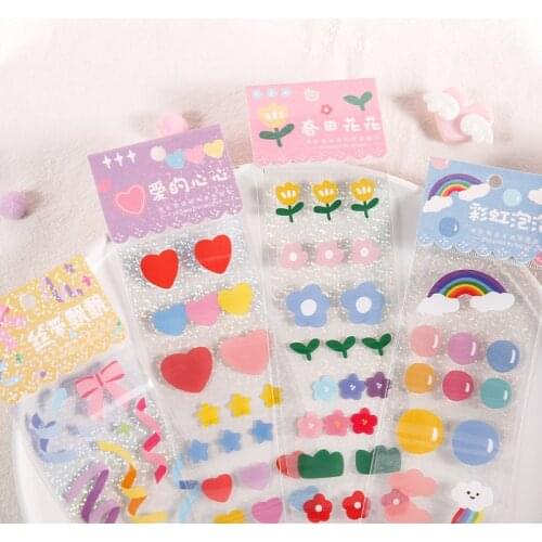 Flowers Ribbons Series Kawaii PET Stickers Washi love Masking Tape Stickers Scrapbooking Stationery Decorative Long Strip of Tap