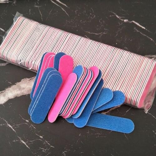 1Pcs Double-side Nail Files Mini Buffers Tools DIY Sandpaper Nail Tips Pink Blue Sanding Professional Nail Art Tools