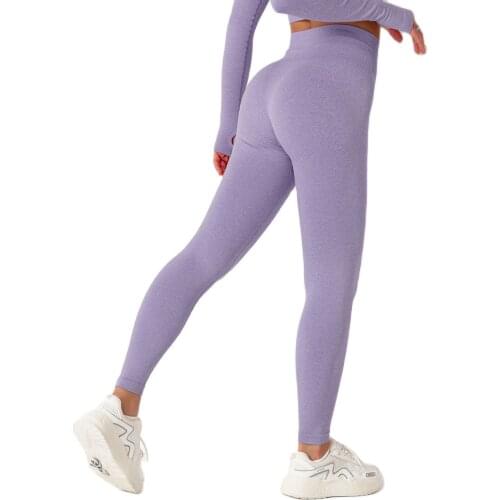 Purple Stretchy Woman Pants Casual Solid Tights Workout Yoga Leggings Sport Women Fitness High Waist Pants Jogging Running Wear