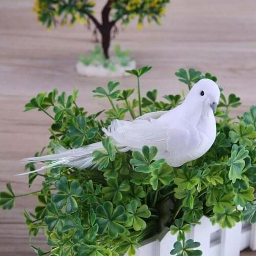 White Artificial Pigeon Simulation Feather White Pigeon Garden garden Wedding Party For Home Room Living Bird Decoration Z1Q2