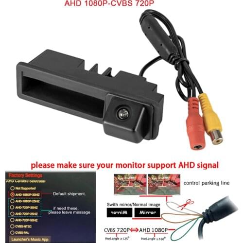 1080P 170deg AHD CVBS car trunk handle switch camera for Audi A6L A6 Q5 Q7 A4 A3 A8L car Rear view camera HD Dynamic Trajectory
