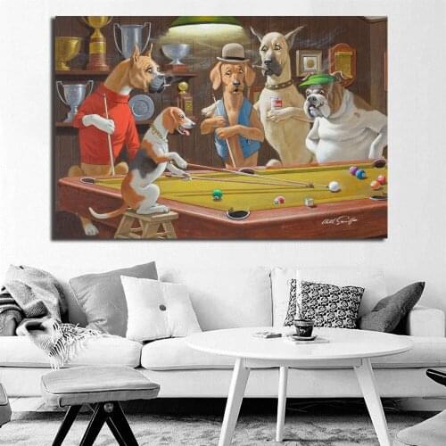 Dogs Playing Pool Canvas Painting Baby Nursery Wall Art Poster Print Nordic Kids Decoration Picture Boy Children Bedroom Decor