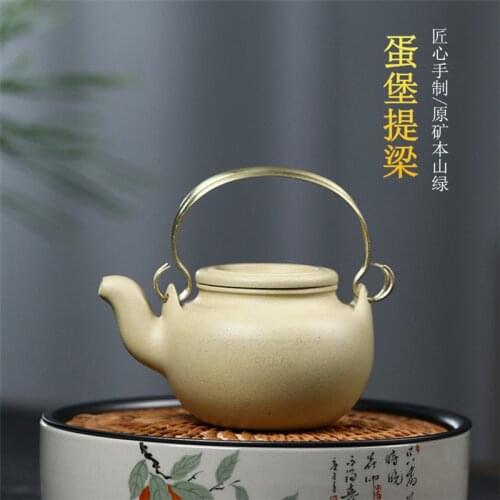 Chinese Style Handle Pot Yixing Original Mine Benshan Green Sand Egg Fort Purple Clay Teapot Custom Gift Tea Set 110ml
