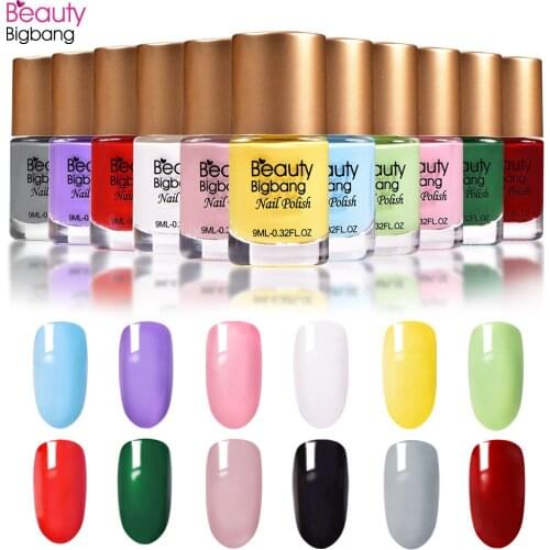 Beauty BigBang 9ml 12 colors Solid Color Nail Polish Set Varnish Semi Quick Dry Nail Art Manicure Long Lasting PolishesNails