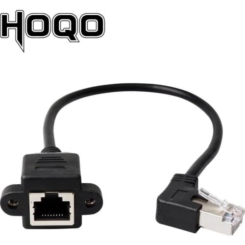 Left/Right angle 90 degree Rj45 screw Panel mount ethernet Extension Cable LAN Male to Female UTP Cat5e internet Cord Screw hole