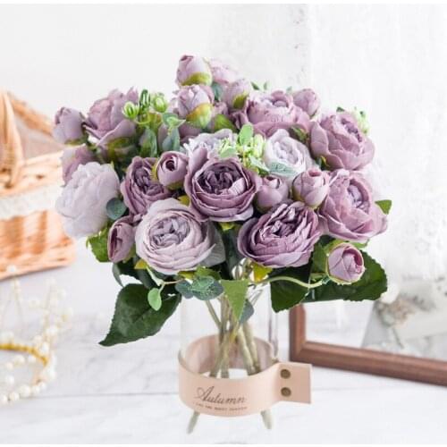 Best Selling Artificial Peony White Pink Rose Bouquet Home Decoration Bridal Bouquet Artificial Flower Craft Gift False Plant