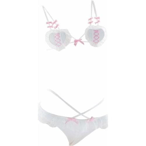 Japanese Women Cute Micro Bikini Sexy Anime Beautiful Cosplay Lingerie Devil and Angel Lolita Bra and Panty Set Exotic Apparel