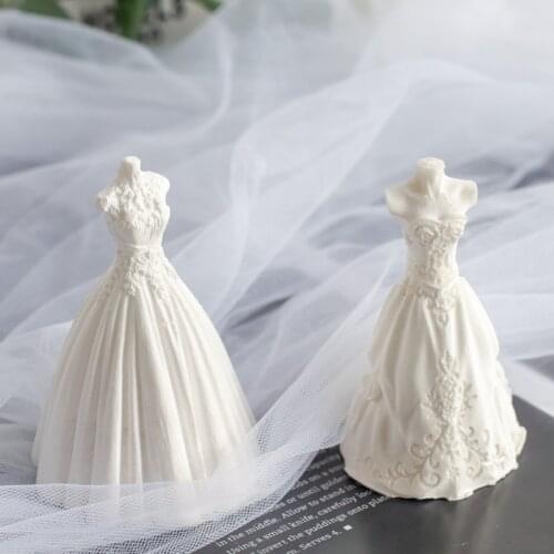 White Bride Dress Shape Design Candle Mold DIY Candles Making Wedding Anniversary Home Decor Gifts