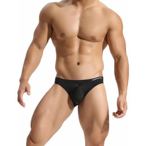 Mens bikini Gay underwear Sexy mens string bikini briefs pantiesSolid color nylon ice silk shorts youpin