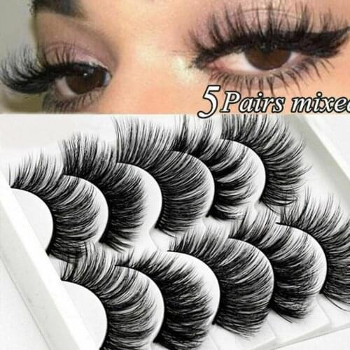 5 Pairs Natural Cross False Eyelashes 3D Mink Hair Long Messy Makeup Fake Eye Lashes Extension Make Up Beauty Tools maquiagem