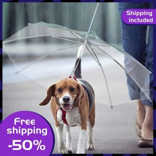 2021 New Pet Umbrella Leash Rainproof Snowproof Dog Umbrella Leash for Small Dogs Adjustable Doggy Umbrella
