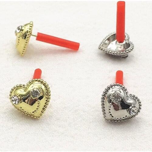New arrival! 100pcs Rhinestone Heart Earring Accessories Connectors Handmade Earring DIY Parts Jewelry Findings & Components
