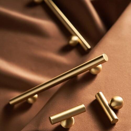 New Brass Kitchen Cabinet Handles Wardrobe Handle Drawer Pulls with Ball Foot European Furniture Accessory for Cupboard