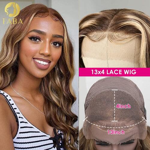 Human Hair Wigs Highlight 13x4 Lace Front with Baby Hair For Women 150%Density