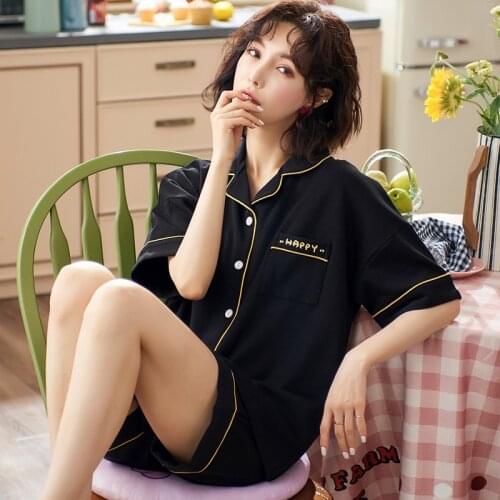 Pajamas For Women Summer Short Sleeve Shorts Night Suit Girl Cute Sleepwear Night Gowning Loose Home Clothing Womens Loungewear