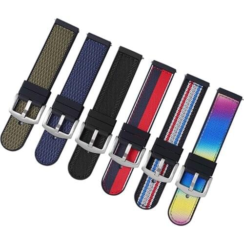 Fashion Men Women Silicone Nylon Watchbands Strap For Xiaomi/Samsung/Huawei Watch Band Replacement Sport Watch Strap 20/22mm