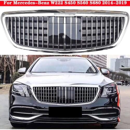 For Mercedes-Benz S class W222 S450 S560 S680 2014-2019 Maybach Car styling Middle grille front bumper grill Auto Center Grille