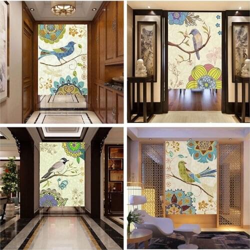 Retro Fabric Bedroom Door Curtain Kitchen Partition Curtain Half Panel Curtain Without Punching Home Decoration