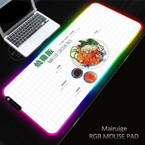 RGB Gaming Gourmet food Mouse Pad Computer Gamer Mousepad Large Game Rubber No-slip Mouse Mat Big PC Laptop Keyboard Desk Carpet