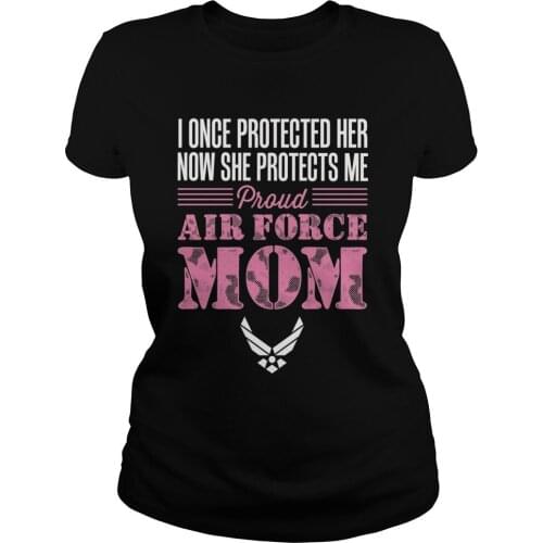 Proud Air Force Mom Military Army Navy Womens T-Shirt Gift for Mother From Daughter