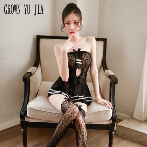 Sexy Colegiala Schoolgirl Skirt Sexy Women Hollow Mesh Dress Erotic Cosplay Costume Porno Students Uniform Japanese Lingerie
