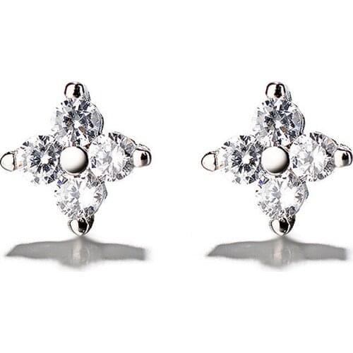 925 Sterling Silver Crystal Earrings Stud Earring for Women Fashion Jewelry Oorbellen Brincos Pendientes eh1300