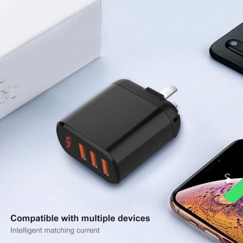 3 USB Ports QC3.0 Charger Fast Charging LED USB light Wall Charger US EU Plug Adapter For Samsung For iPhone 12 Xiaomi 10