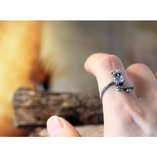 Unique Retro Owl Crystal Adjustable Ring High Quality Design Mens Owl Crystal Promise Rings Women Gift Overwatch Aros