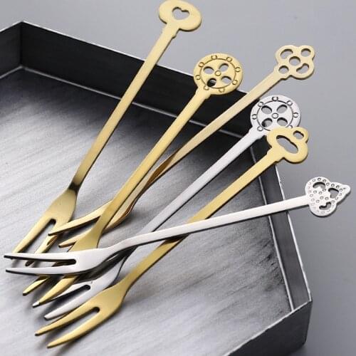 Creative Korean Style 304 Stainless Steel Heart-Shaped Crown Gift Dessert Fruit Fork Tableware Home Flatware