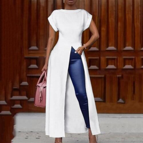 Vintage Solid Summer Dress Women Split Asymmetrical Sexy Dress VONDA 2021 Casual Loose Sundress Evening Party Vestido